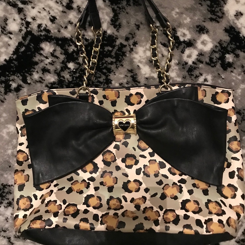 Large Betsey Johnson leopard print tote